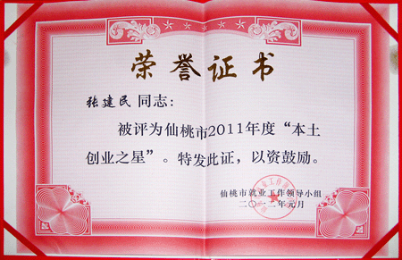 Honorary certificate