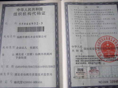 Organization code certificate